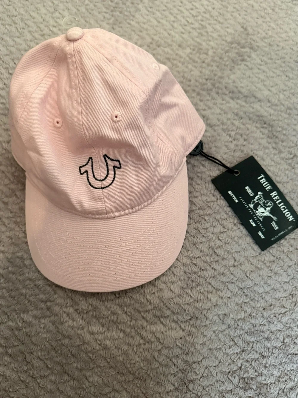 True Religion Girls' Light Pink Embroidered Horseshoe Cap NWT 🌸✨